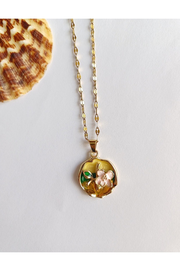 Vintage Pink Flower Necklace