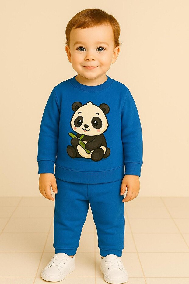 Comfortable Panda Printed Sweatshirt & Sweatpants Set for Boys-Girls 3 4 5 6 7 8 9 10 11 12 Years
