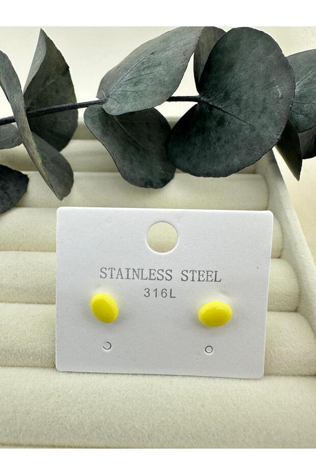 Yellow Color Minimalist Style Stainless Steel Women Earrings