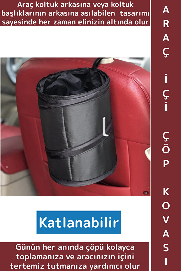 Durable Car Seat Back Can Be Hung on the Headrest Outdoor Camping Picnic In-Car Foldable Garbage Bag