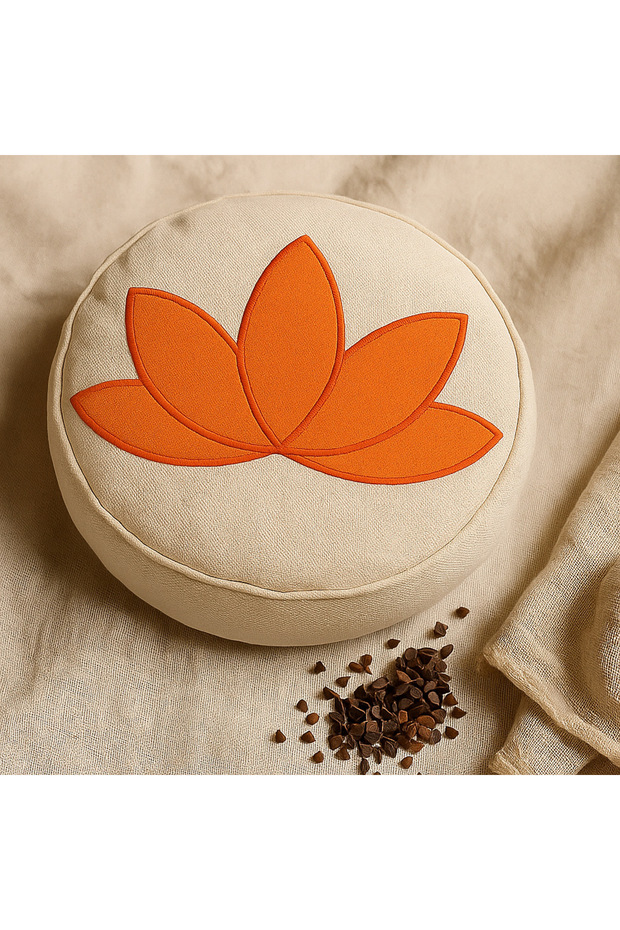 SUNYOGA Zafu Yoga Meditasyon Minderi Karabuğday Kabuğu Dolgulu lotus çiçeği turuncu