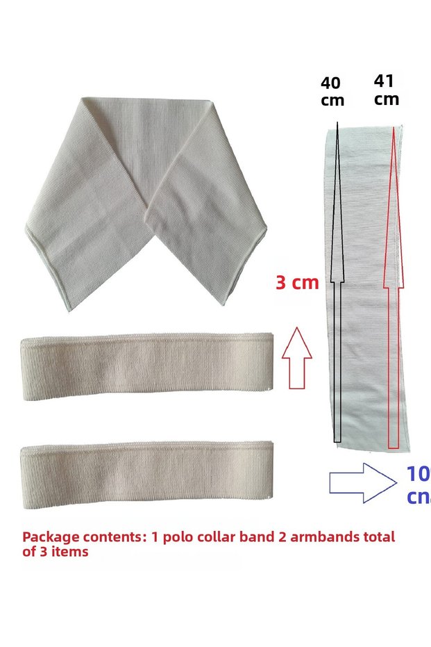 Ribana Knitwear Polo Collar Armband Set Price Is for 3 Pieces Ecru Color