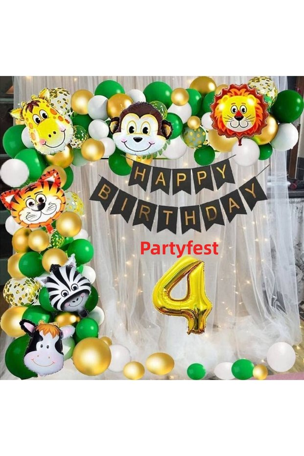 Safari Animals 4 Year Old Balloon Set Safari Concept Helium Balloon Set Safari Birthday Set