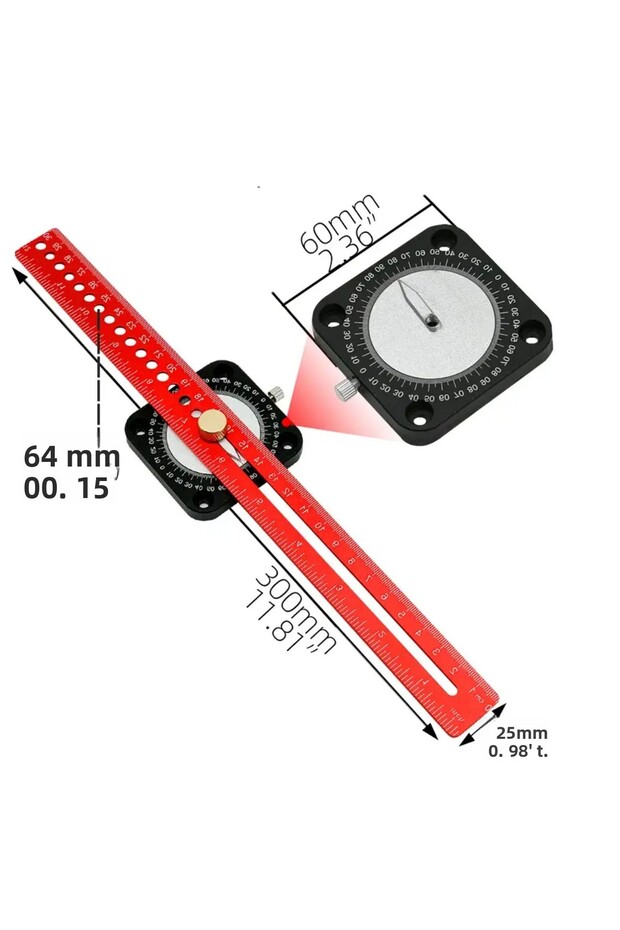 Carpenter 360 Degree Compass Ruler Angle Finder Protractor Ruler Circle Drawing Ruler - 8