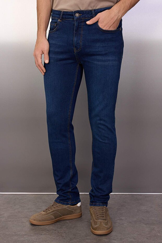 Lacivert Esnek Kumaş Regular Fit Jeans Kot Pantolon TMNAW23JE00036 - 1