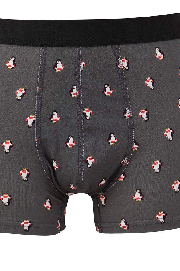 Çok Renkli 3'lü Paket Desenli/Düz Pamuklu Boxer TMNAW25BX00009 - 4