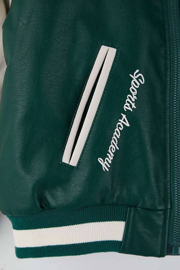 Koyu Yeşil Regular Bomber Regular Unisex Çocuk Mont TKDAW26MO00000 - 2