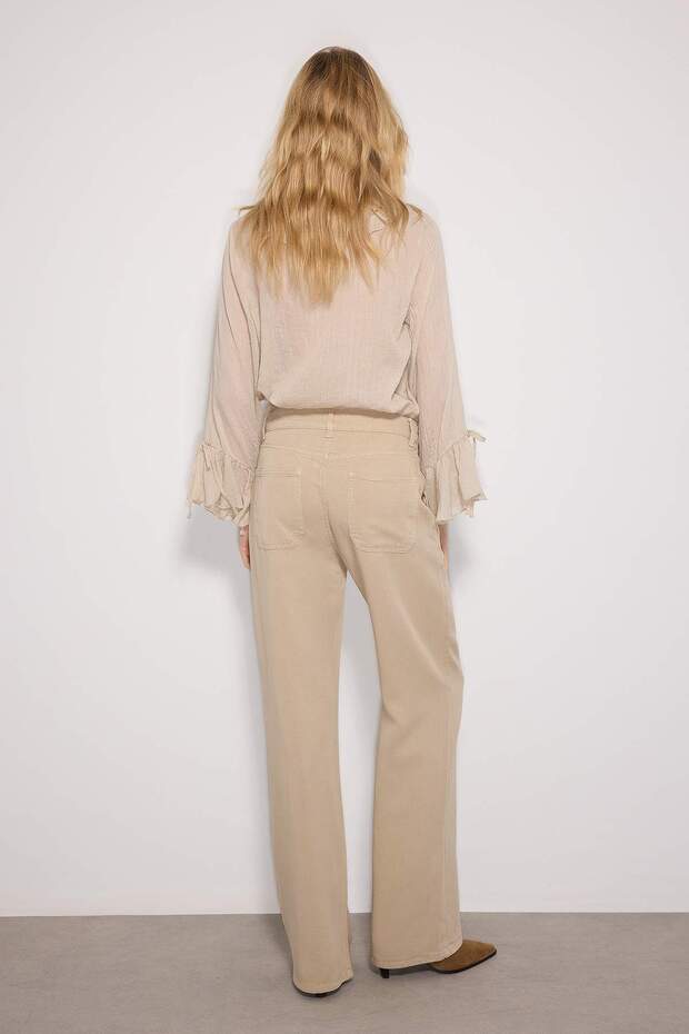 More Sustainable Bej %100 Tencel™ Düşük Bel Wide Leg Jeans TWOSS23JE00219 - 10