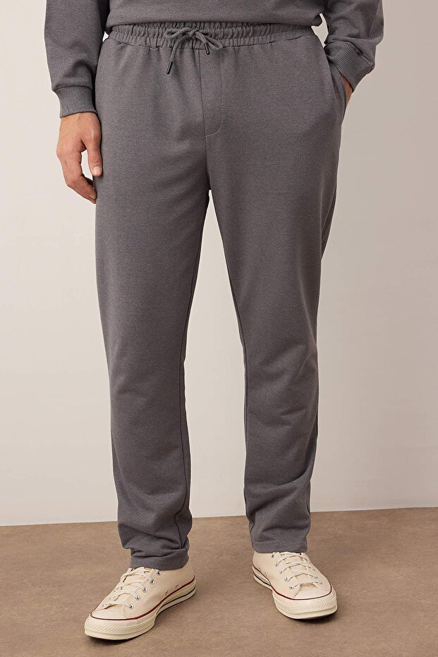 Ciemnoszary zestaw piżam z dzianiny o regularnym kroju TMNAW22PT0510 - 3