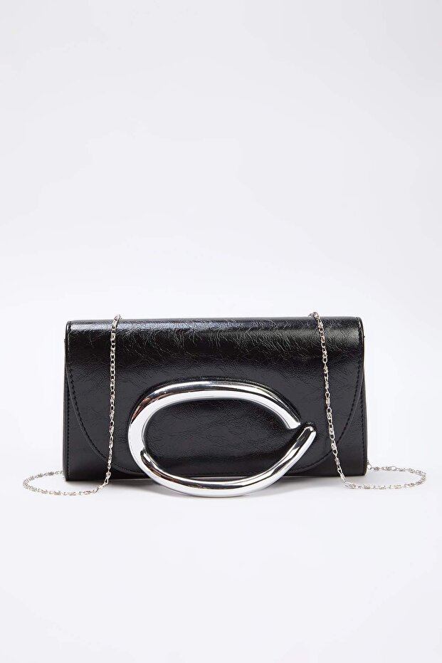Siyah Kadın Şık Mini Boy Clutch El Çantası TAKAW26PY00011 - 4