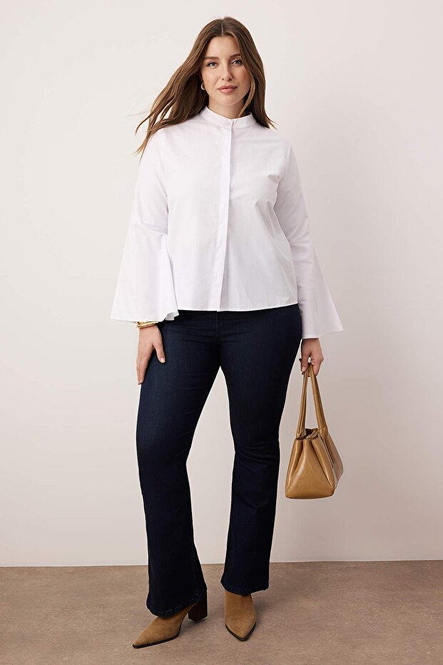 Fehér spanyol ujjú, normál szövésű ing TBBAW26AX00016 - 1