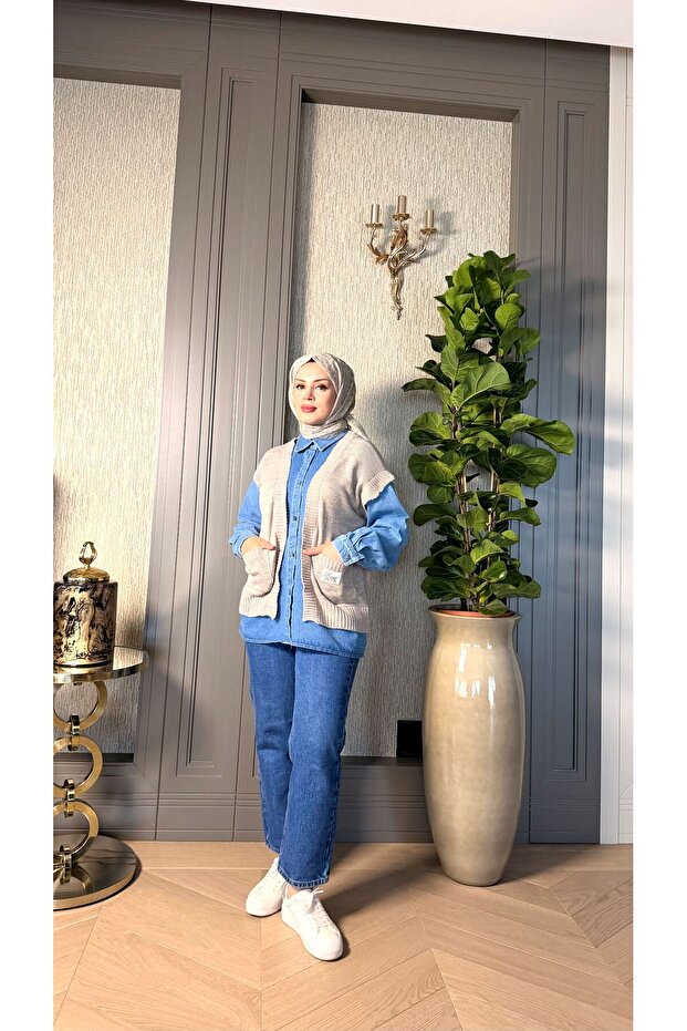 TRİKO DENIM GÖMLEK - 1