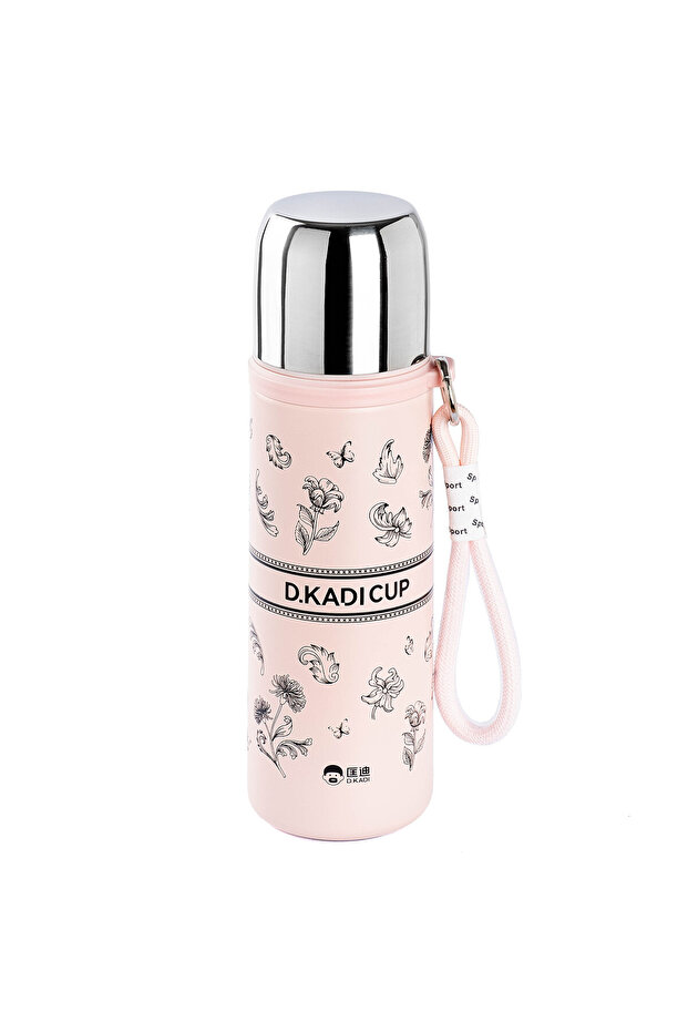 Okadi Flower Patterned Pink Stainless Steel Thermos 500ml
