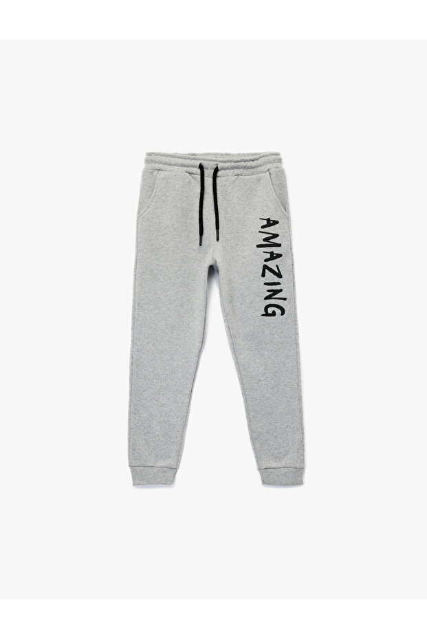 Printed Sweatpants with Raised Print and Elastic Waist