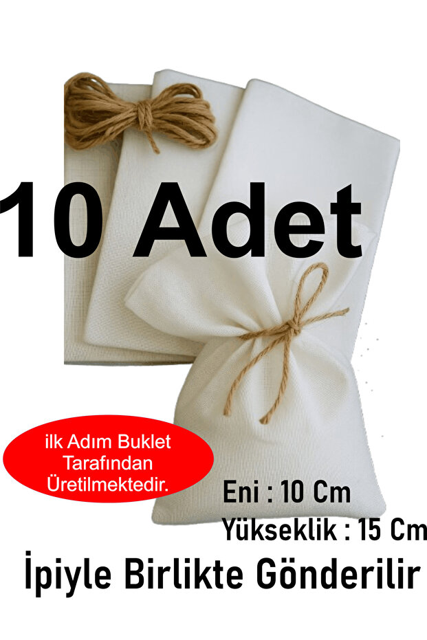 10X15 cm 100% Cotton 10 Pieces Raw Cloth Pouch – Natural – Gift, Lavender, Soap,
