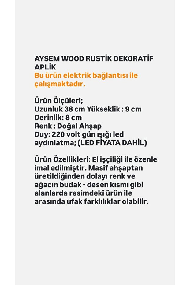 Yansıtma Tasarımlı Çift Yönlü Ahşap Salon Hol Cafe Otel Duvar Aplik Avize - 6