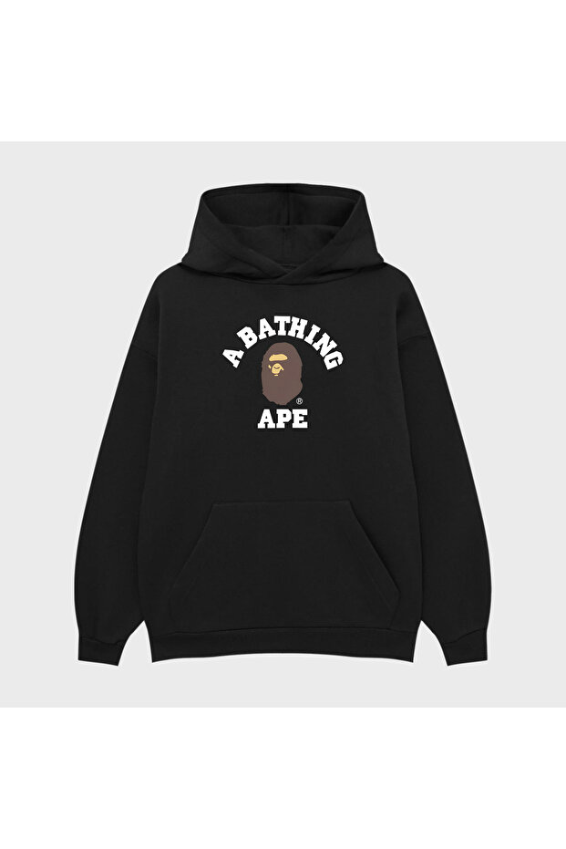 سويت شيرت بقلنسوة من A BATHING APE مطبوع عليه قهوة، مقاس كبير، للجنسين، مصنوع من القطن بنسبة 100%، قابل للتنفس.
