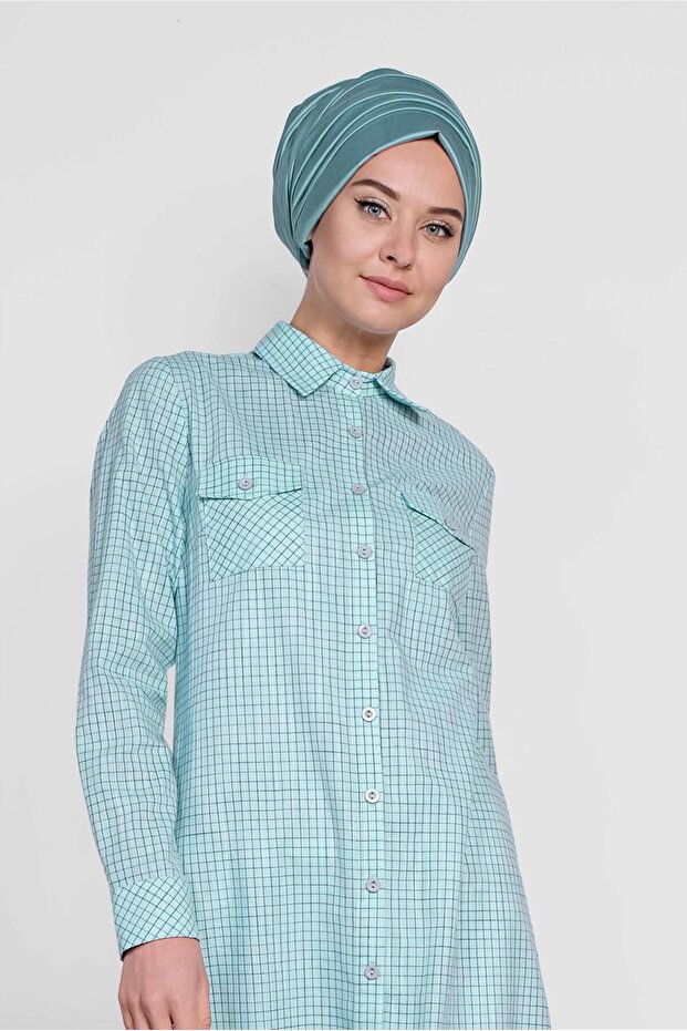 Square Patterned Cotton Tunic 4149 - 1