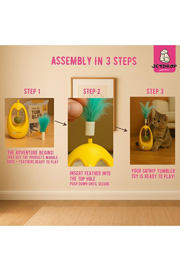 Cat Toy,Interactive Self-Righting Wobble Tumbler with Catnip Ball for Cat Exercise & Entertainment - 7