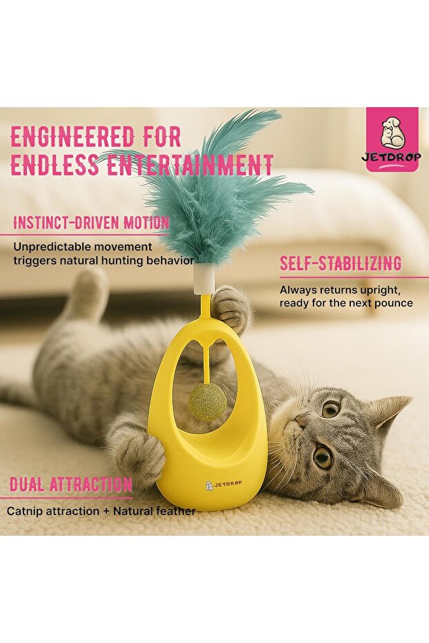 Cat Toy,Interactive Self-Righting Wobble Tumbler with Catnip Ball for Cat Exercise & Entertainment - 3