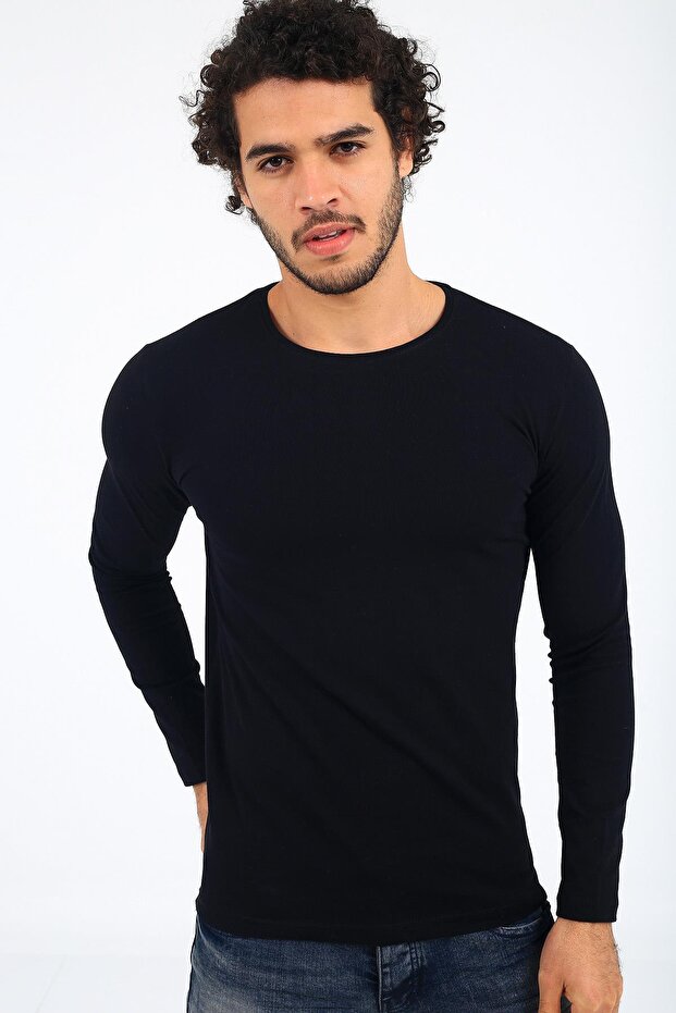 Mys Lion 4013 Slim Fit Likralı Uzunkol Basic Sweat - 1