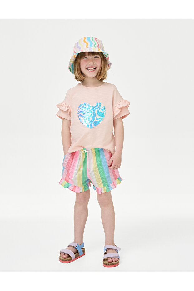 Saf Pamuklu Desenli Şort (2-7 Yaş) - 1