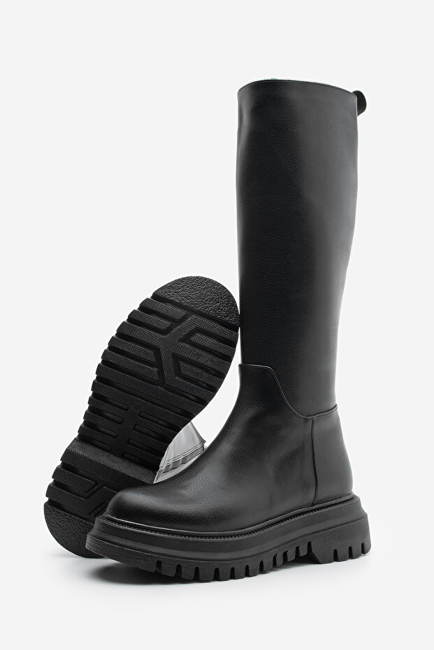 Damskie grube botki na co dzień z grubą podeszwą i zamkiem błyskawicznym Galori Czarne - 7