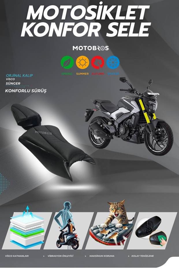 Bajaj Dominar 250/400 Comfort Saddle Cover Visco Sponge Tear Resistant (Waterproof)