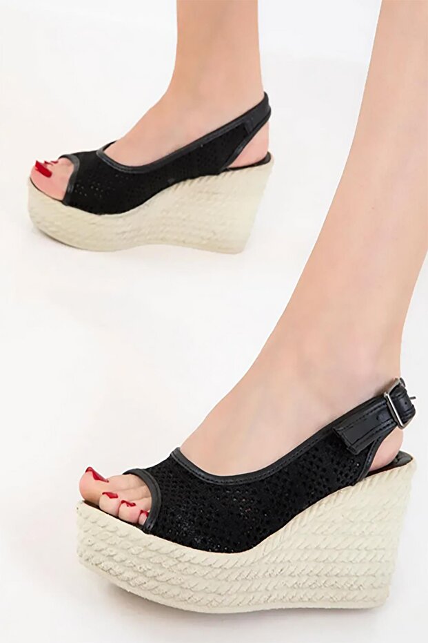 Black Women's Wedge Heeled Shoes