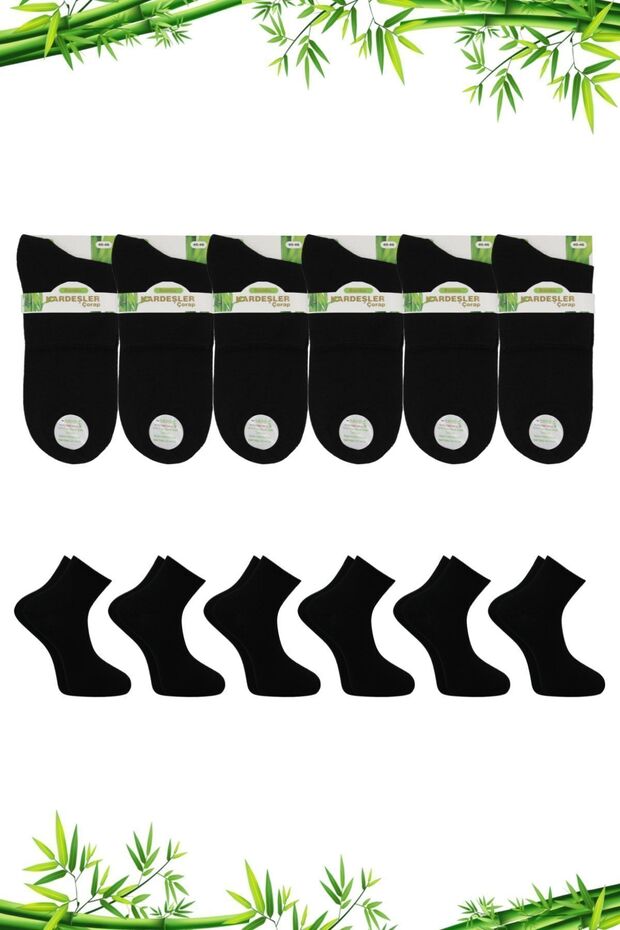 Men's Bamboo Half-Crew Plain Black Seamless Socks 6-Pack