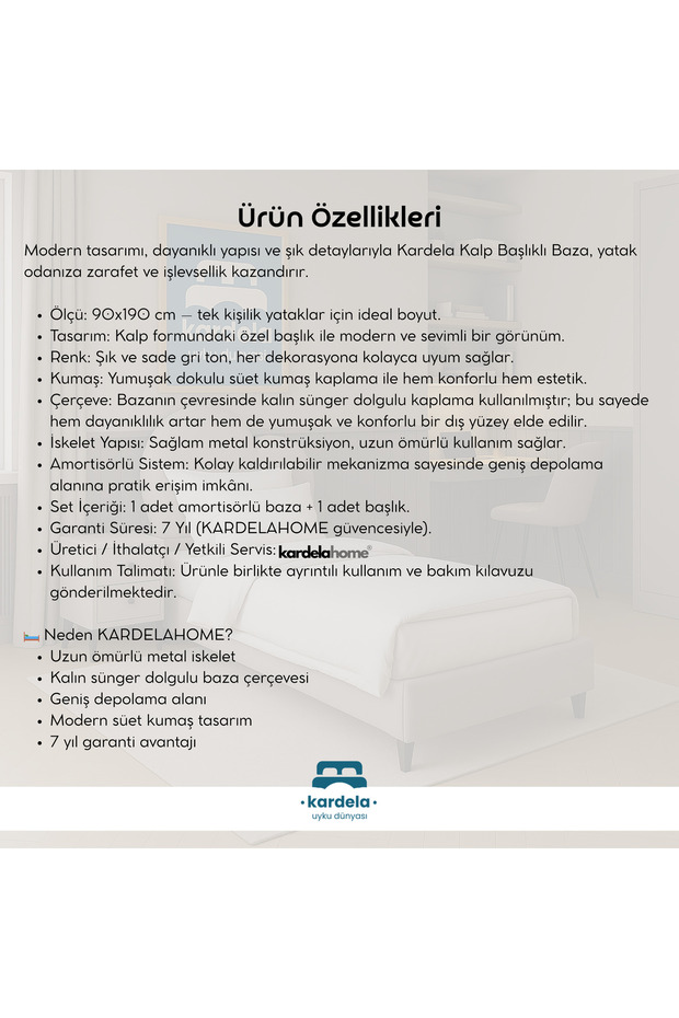 Kardela İkili Set, Tek Kişilik Baza Başlık Seti 90x190 (TÜM RENKLER MEVCUTTUR) - 8