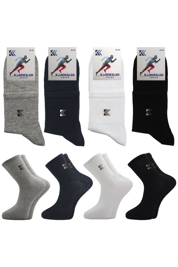 Men's Half Socks Tennis College Multicolored Cotton Plain Socks 4 Pack