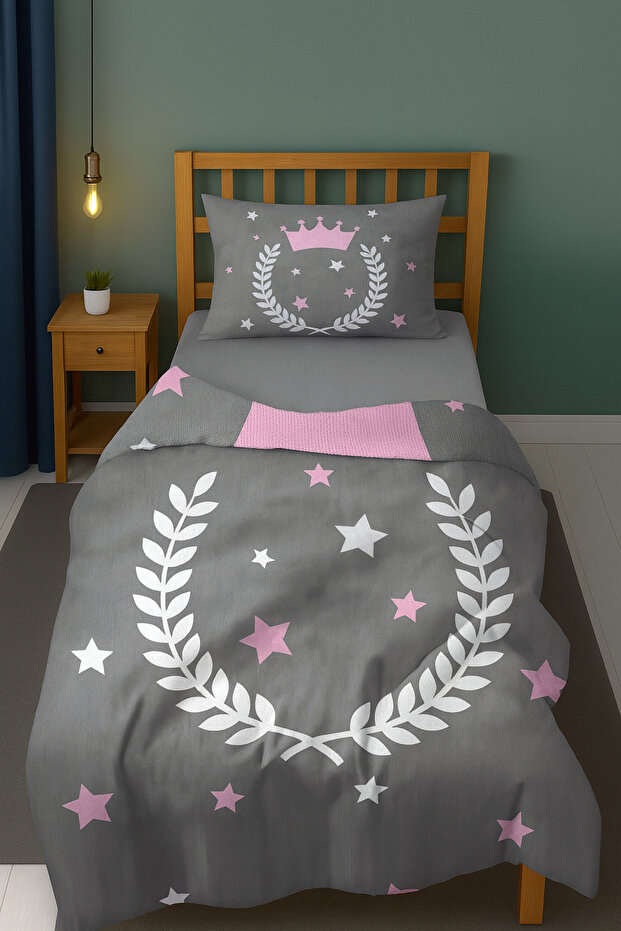 Princess Crown Stars Single Duvet Cover Set