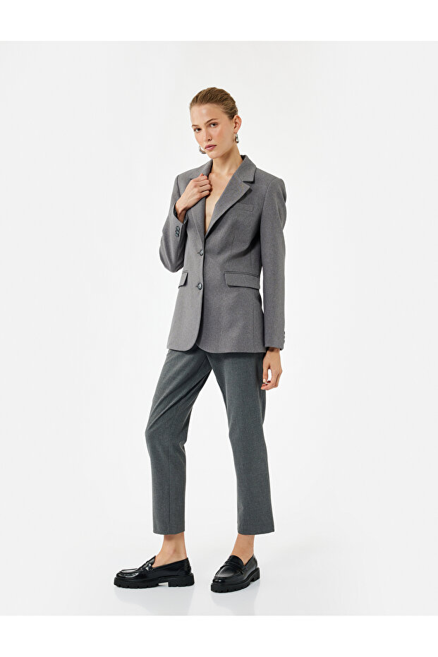 Slim Fit Cigarette Fabric Trousers with Pockets