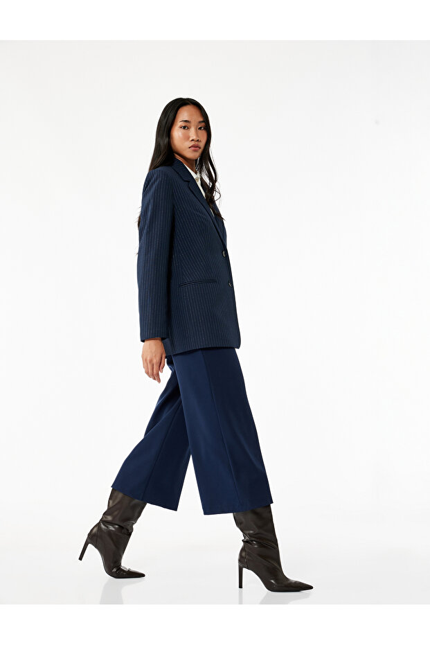 Regular Waist Ankle Length Culotte Fit Wide Leg Fabric Pants