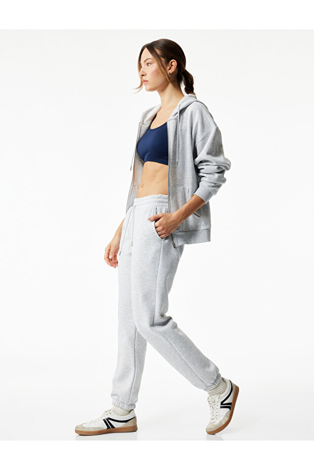 Gestreifte Basic-Jogger-Jogginghose mit elastischem Bund und Taschendetail - 2