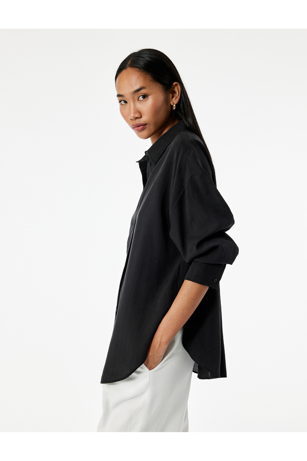 Classic-Collar Long-Sleeve Oversize Shirt