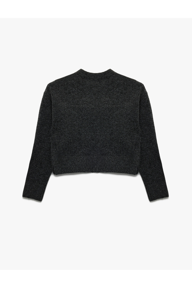 Weich strukturierter Basic-Strickpullover mit langen Ärmeln und Stehkragen - 4