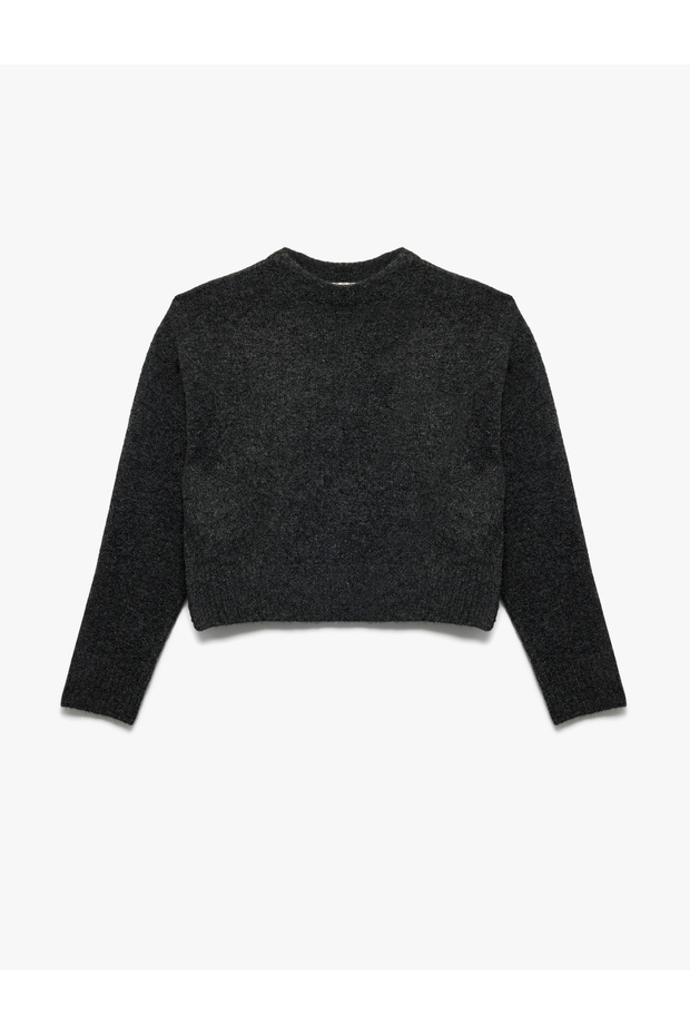 Weich strukturierter Basic-Strickpullover mit langen Ärmeln und Stehkragen - 3