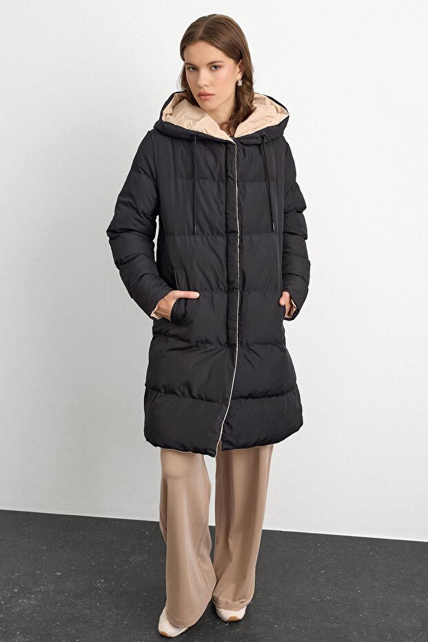 Dwukolorowa dwustronna kurtka puchowa z kapturem BLACK-STONE 5371 - 6