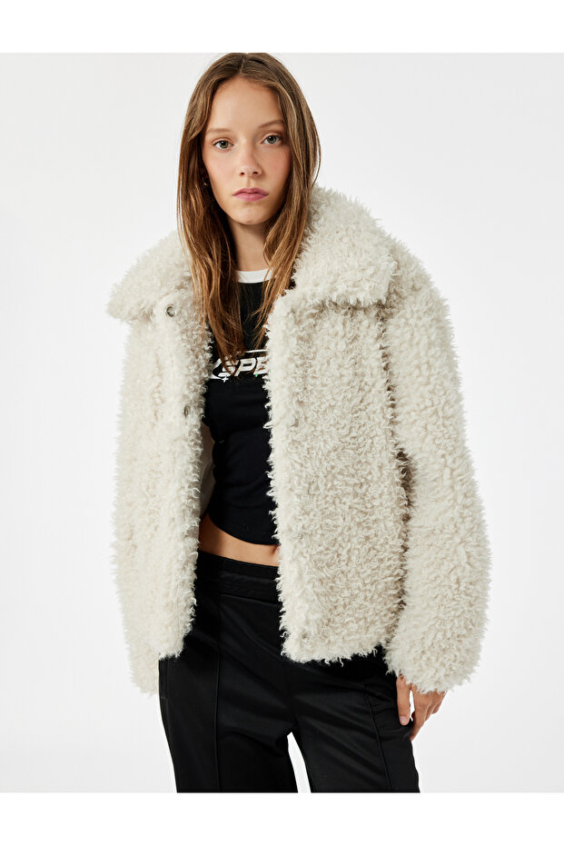 Oversize Long Sleeve Classic Collar Plush Jacket