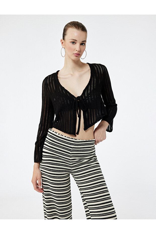 Cotton Tie-Up Long Sleeve Cardigan