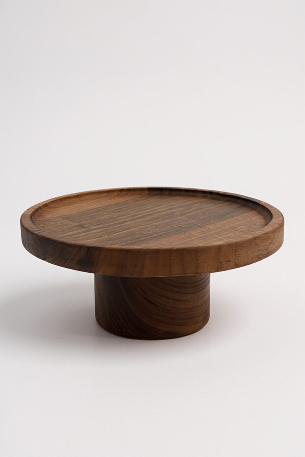 Demycraft Artizan Walnut Wood Handmade Cake Stand with Legs | Wooden Cake Presentation