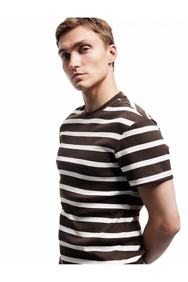 Short Sleeve Crew Neck Slim Fit Striped T-Shirt
