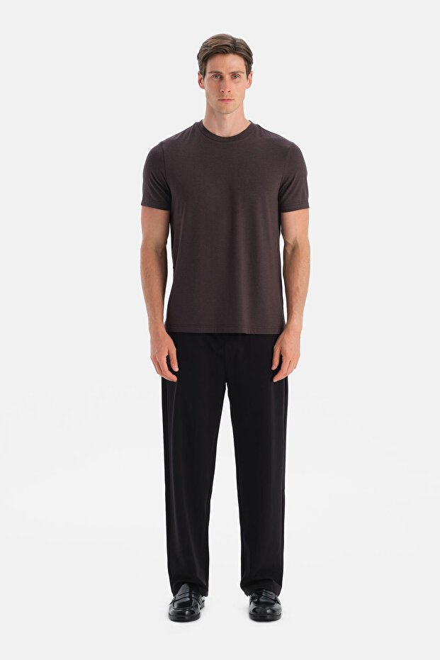 Antrasıt Bis Yaka Soft Touch Tişört Regular - 5