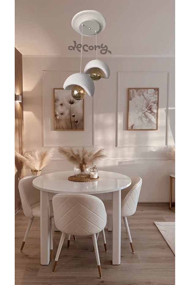 Beton Görünümlü 2'liSarkıt Avize,Bohem Sarkıt Avize (Rustik Ampul Hediyeli) (Bioplastik) E27 - 2