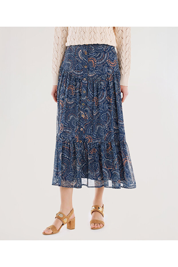 Önü Düğmeli Midi Etek - 4