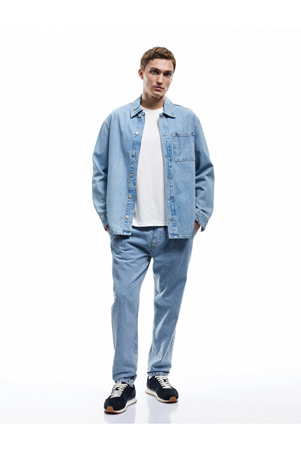 Cotton Pocket Detailed Waist Lace-Up Jean Trousers
