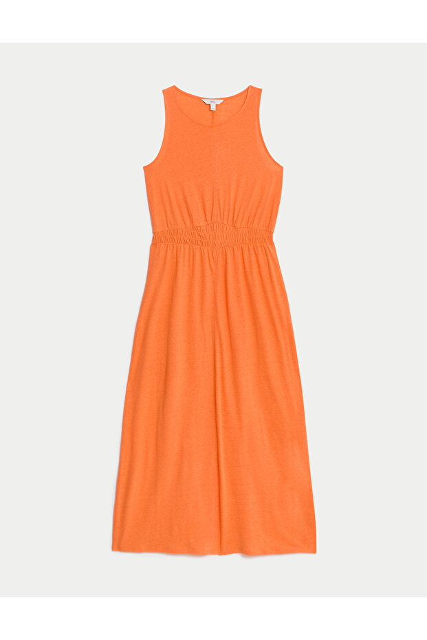 Midi Örme Keten Elbise - 5