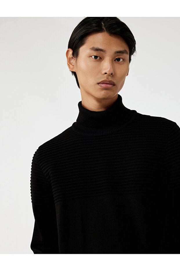 Long Sleeve Turtleneck Basic Knit Sweater - 2